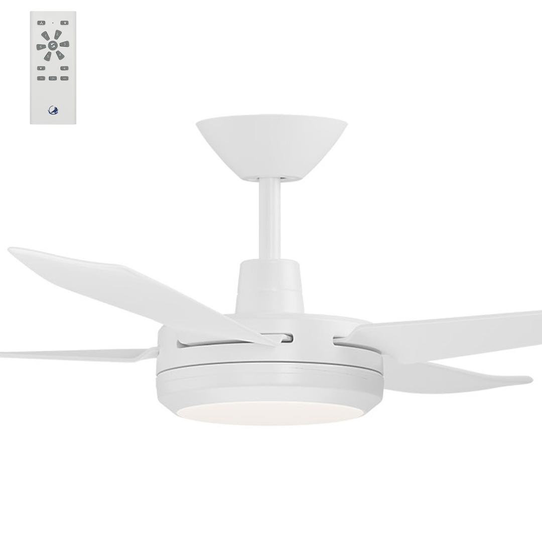 White Calibo Enviro 52" (1320mm) DC Ceiling Fan with 18W CCT LED Light and Remote