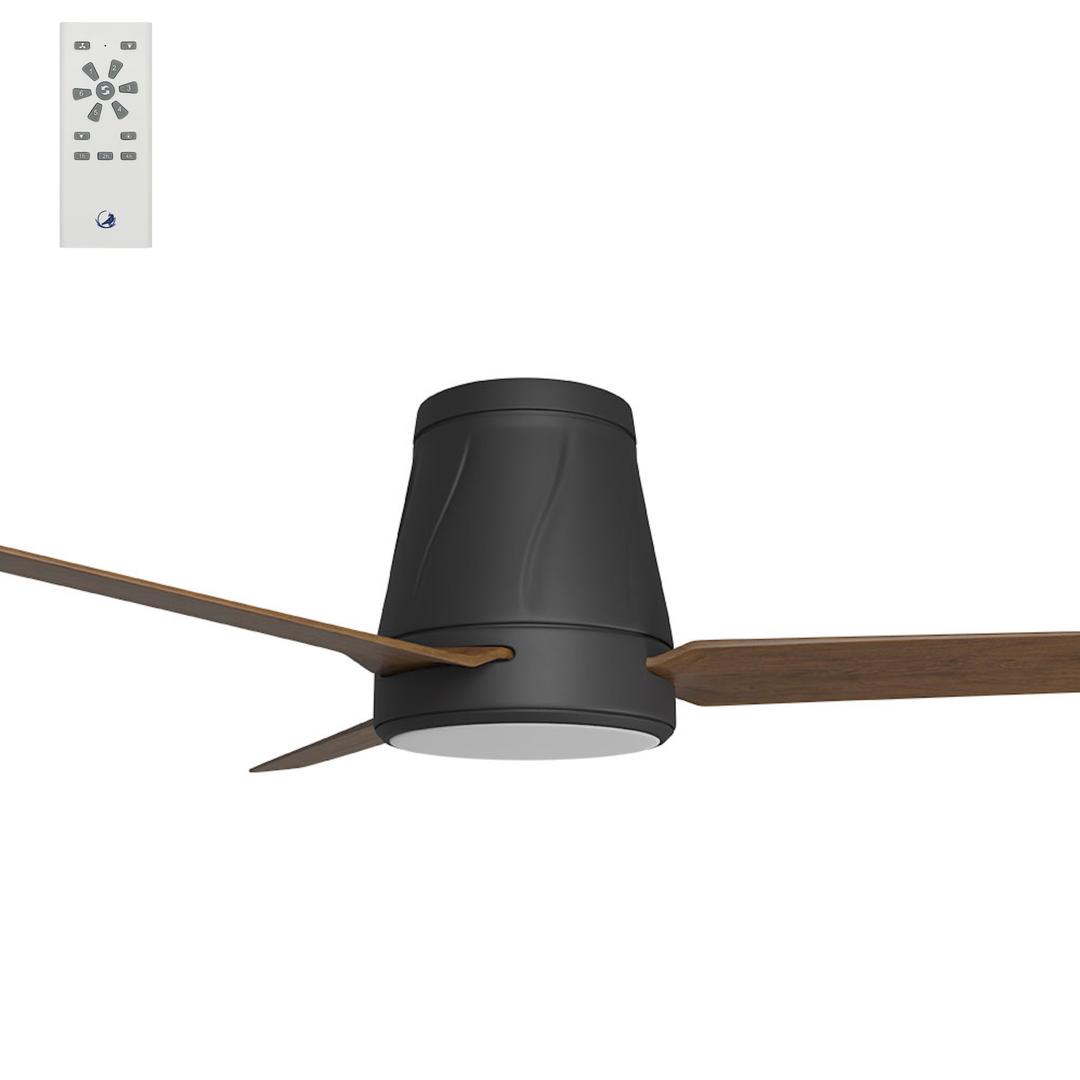 Black & Koa Calibo Profile 50" (1250mm) DC Low Profile Ceiling Fan with 18W CCT Dimmable Light and Remote
