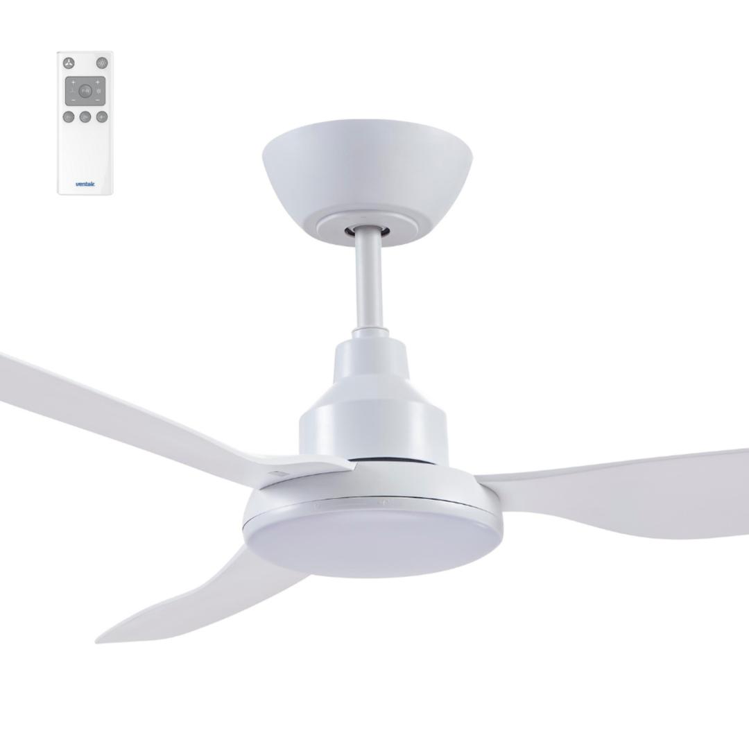 White Ventair Glacier 48" DC Indoor/Outdoor Ceiling Fan with 20W LED CCT Light and Remote