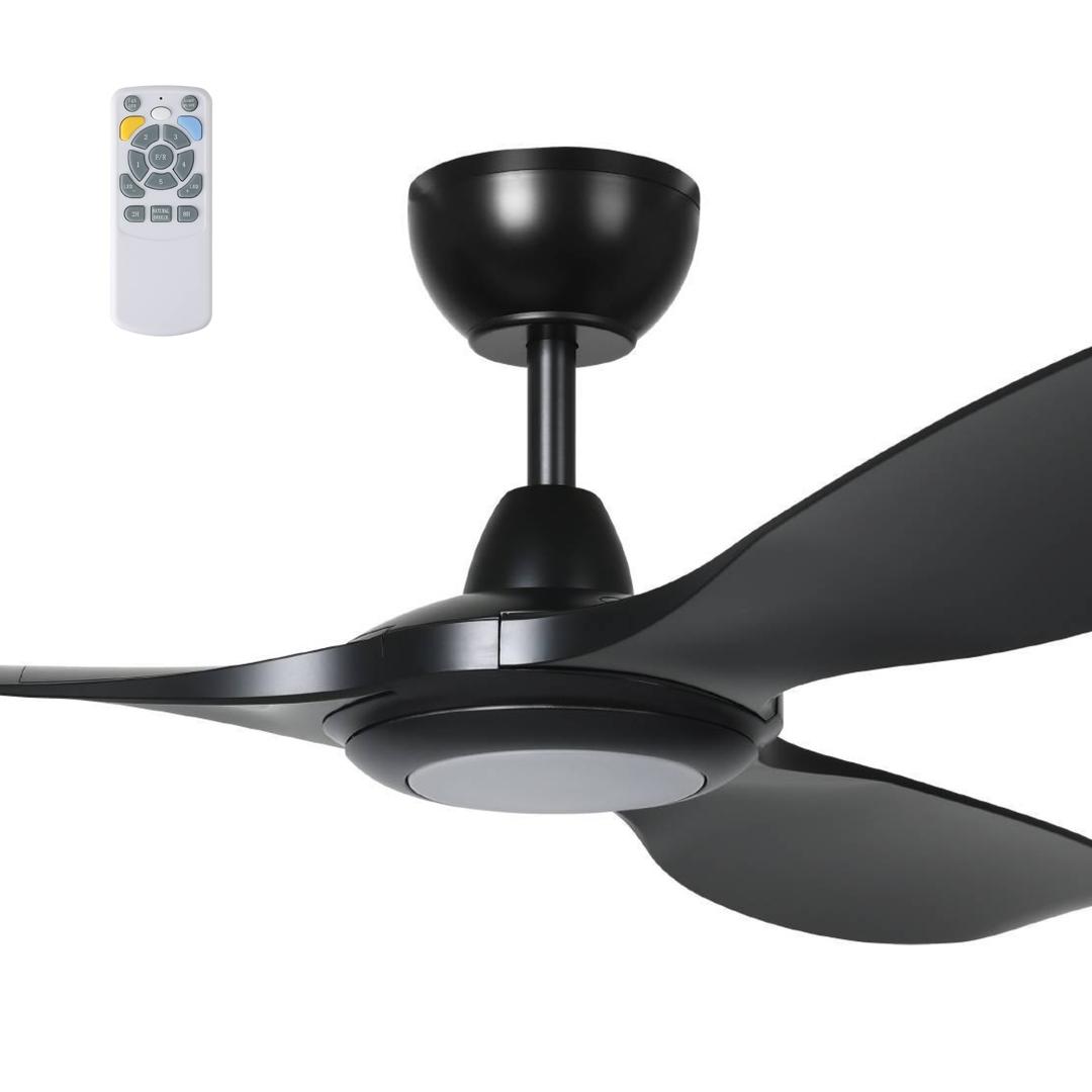 Black Eglo Kurrawa 60" DC IP55 Ceiling Fan with 20W CCT LED Light and Remote