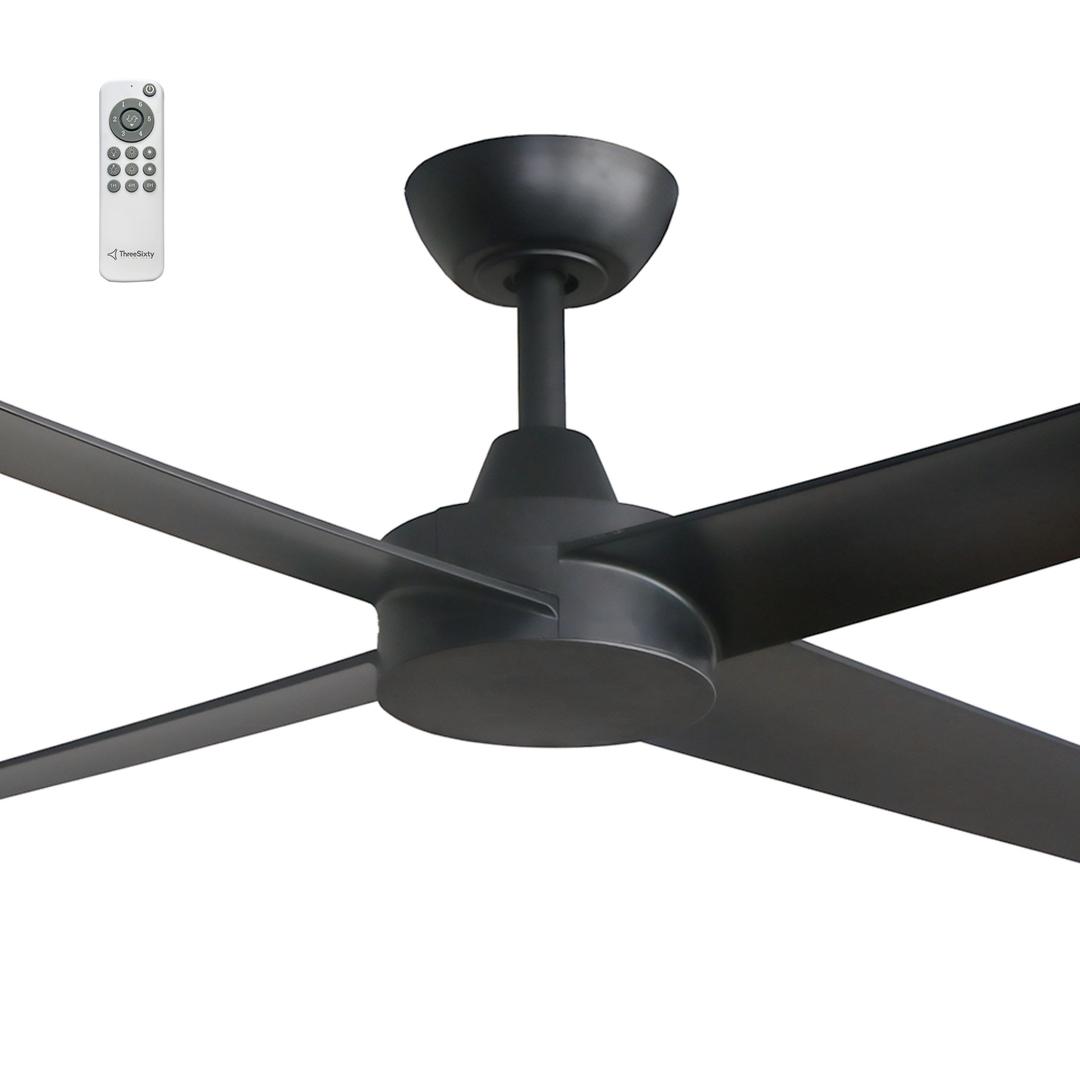 Black ThreeSixty Ambience 48" DC Ceiling Fan with 8W Uplight and Remote