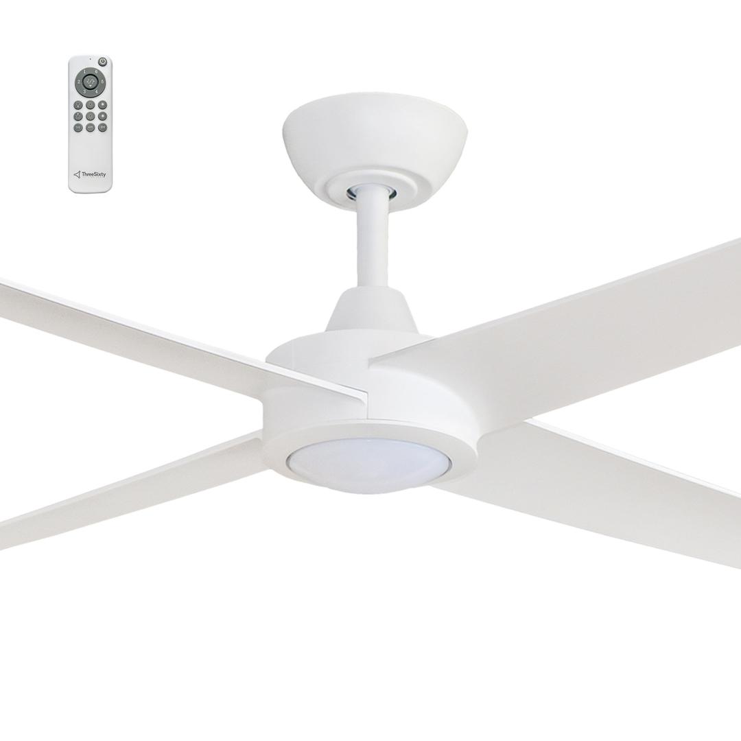 White ThreeSixty Ambience 48" DC Ceiling Fan with 8W Uplight and 17W CCT Light and Remote