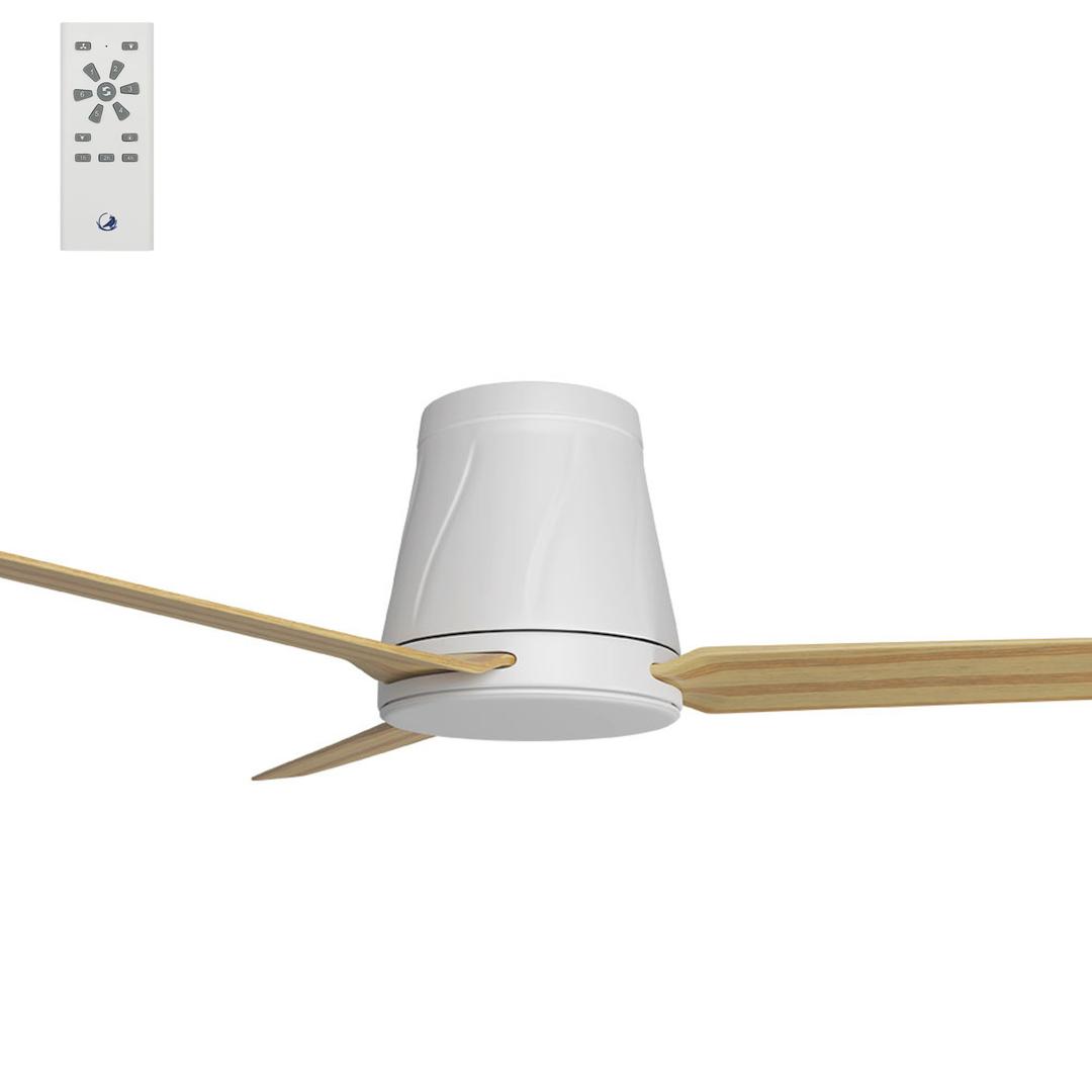 White & Bamboo Calibo Profile 50" (1250mm) DC Low Profile Ceiling Fan with Remote