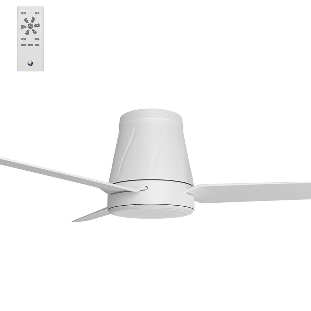 White Calibo Profile 50" (1250mm) DC Low Profile Ceiling Fan with 18W CCT Dimmable Light and Remote