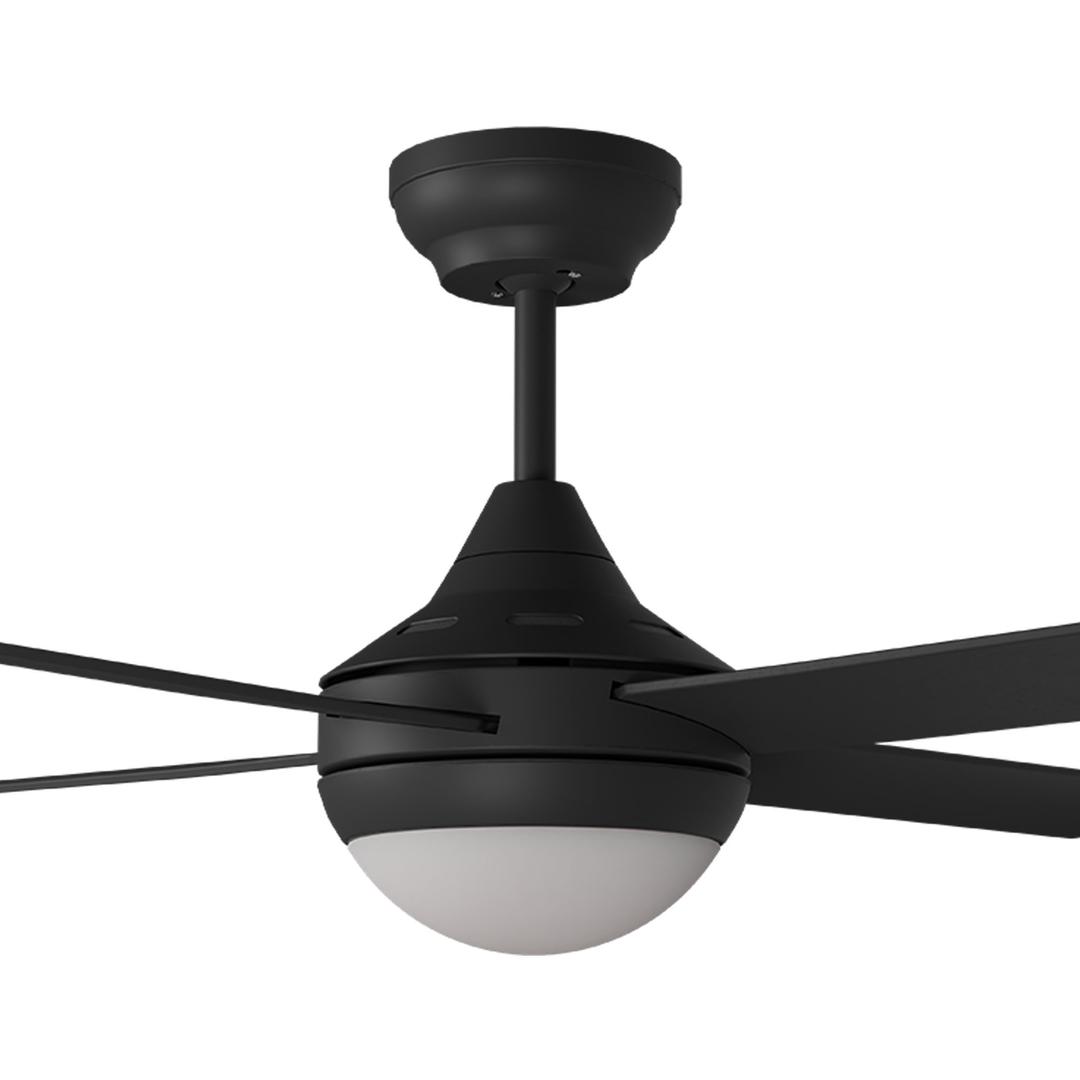 Black Calibo Heron 52" (1320mm) Indoor/Outdoor AC Ceiling Fan With 18W CCT LED Light