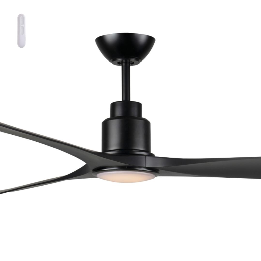 Black Mercator Iceman 60" (1520mm) DC Indoor/Outdoor Ceiling Fan with 20W CCT LED Light and Remote