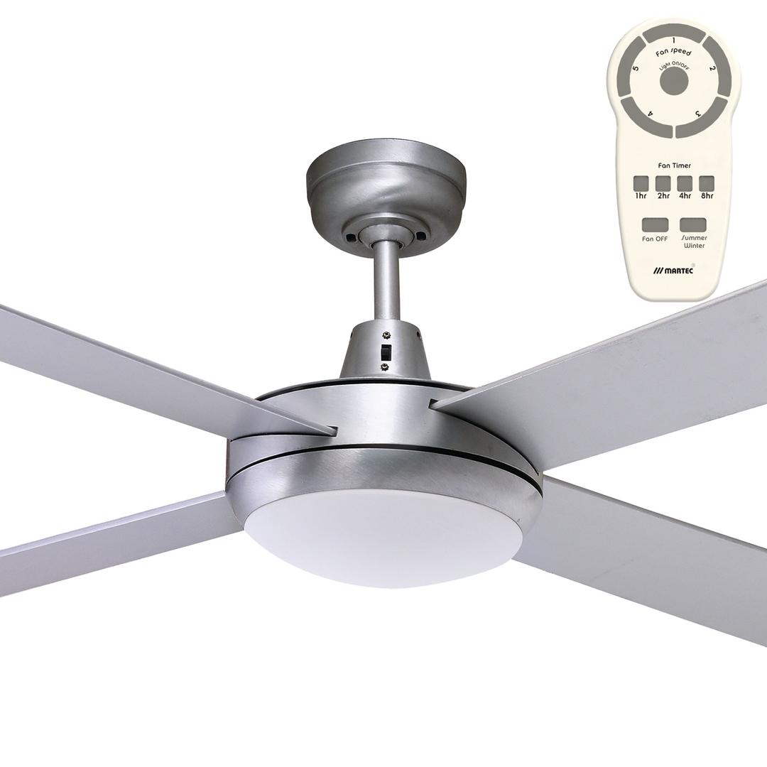 Brushed Aluminium - 3000K Martec Lifestyle DC 52" Ceiling Fan With 24W Dimmable LED Light And Remote